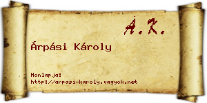 Árpási Károly névjegykártya